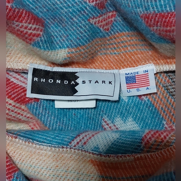 Rhonda Stark Southwestern Style Button Fringe Collar Poncho One size 30" - Picture 3 of 13